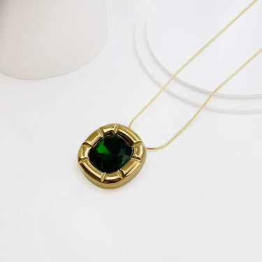 Azure Green Zircon Pendant | 18K Plated