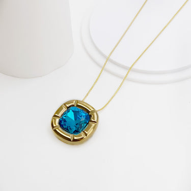 Azure Aqua Blue Zircon Pendant | 18K Plated