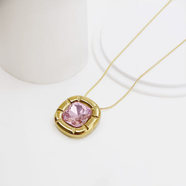 Azure Pink Zircon Pendant | 18K Plated