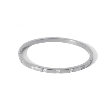 Silver Square Zircon White Stone Bracelets by Aquastreet