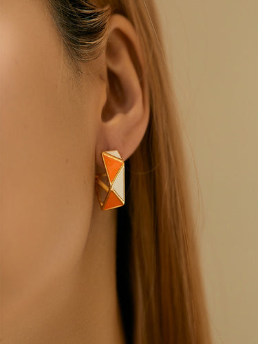 Christina Enamel C Hoops | 18K Plated