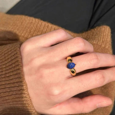 Solid Oval Lapis Ring | 18K Plated