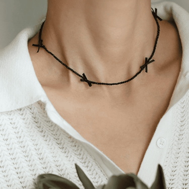 Noir Bow Beaded Choker