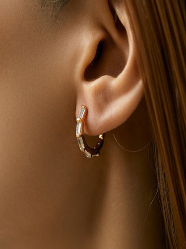 Hazel Zircon Huggies | 18K Plated