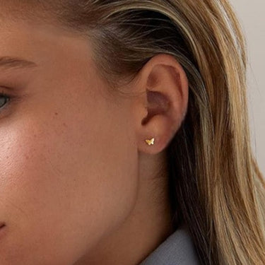 Butterfly Flat Back Studs | 14K Plated