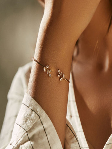 Olive Leaf Cuff Bracelet | 18K Plated