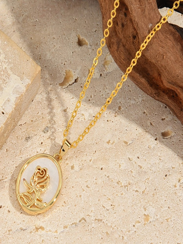 Vintage Rose Shell Pendant | 18K Plated