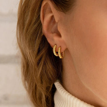 Twisted Hoops (2 pairs) | 18K Plated