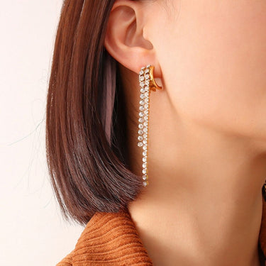 Amanda Cubic Zirconia Dangle Earrings | 18K Plated
