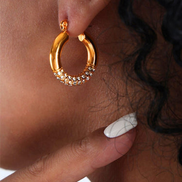 Leah Zircon Hoop Earrings | 18K Plated