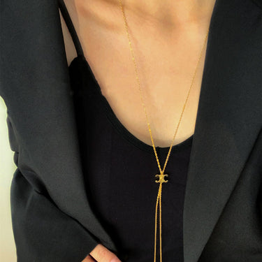Double Crescent Lariat Necklace