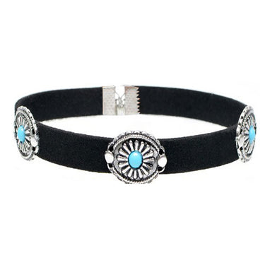 black-retro-metal-plated-suede-collar-choker-necklace