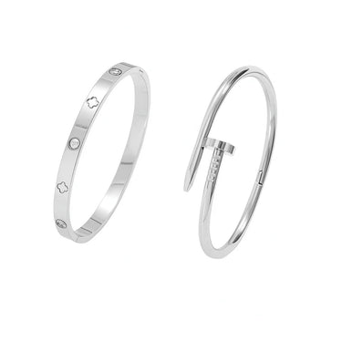 Silver Clover nail open bangle by aquastreet