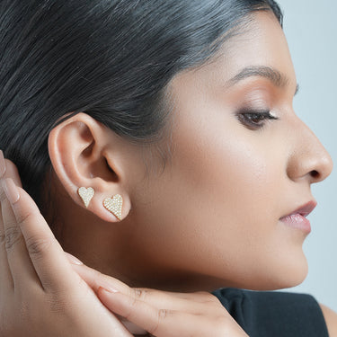 Duo Soiree Heart Studs | 18K Plated (Pack of 2)