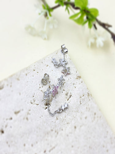 Fioria Floral Ear Drops (2pcs) For Left Ear Only | 18K Plated