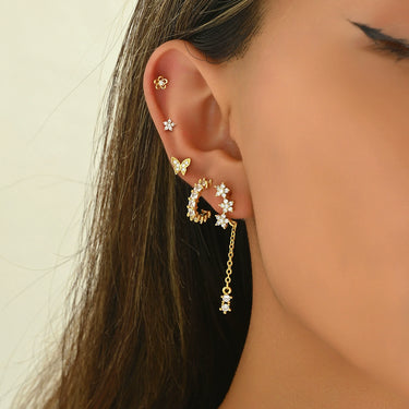 Starfetti Floral Earring Set for LEFT EAR ONLY | 18K Plated