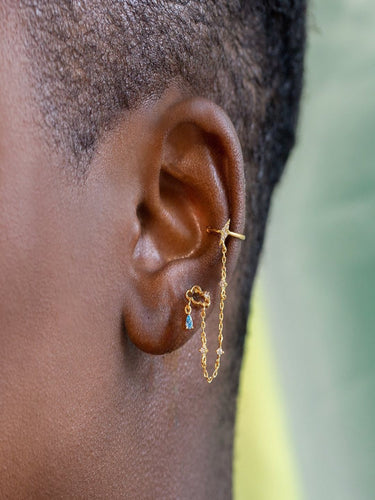 Stormelle Cloud Drop Zircon Ear Chain (Single) | 18K Plated