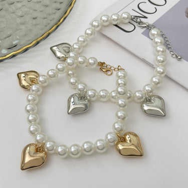 Amoura Pearl Heart Anklet Set