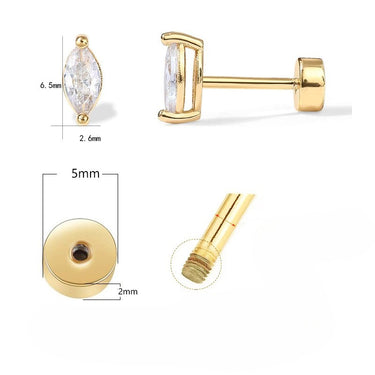 Petal Zircon Flat Back Studs | 14K Plated