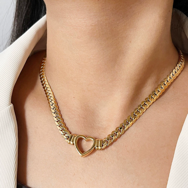Bold Heartbeat Chain Necklace| 18K Plated