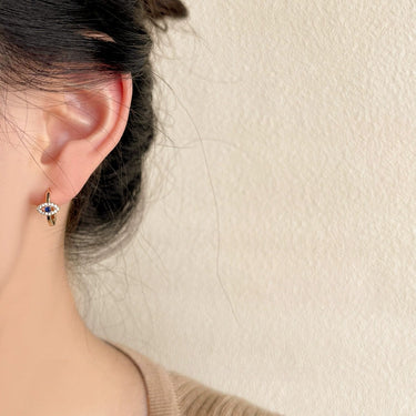 Twinkle Evil Eye Huggies (Single)| 18K Plated