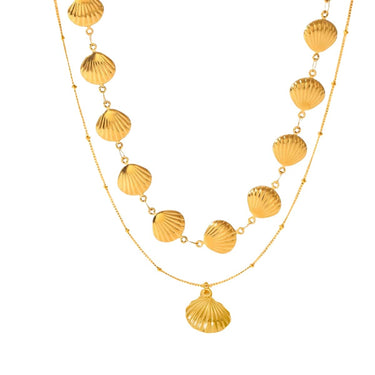 18k Gold Plated Seashell Necklace & Pendant Set