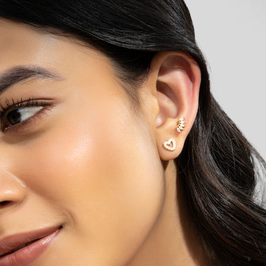 4 Leaf Zircon Flat Back Studs | 14K Plated