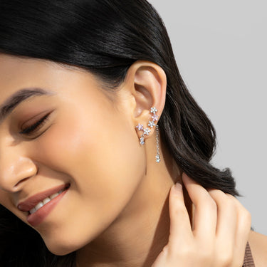 Fioria Floral Ear Drops (2pcs) For Left Ear Only | 18K Plated