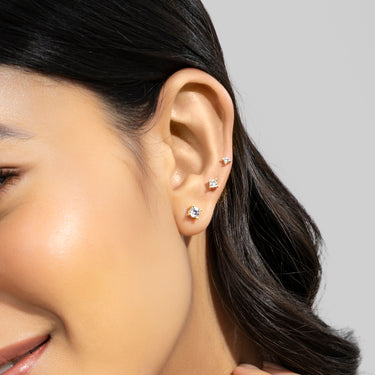 Zircon Flat Back Studs | 14K Plated