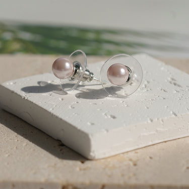 Blush Pearl Studs |Silver Plated