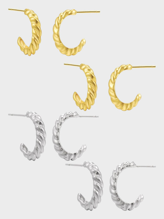 Duo Croissant Half Hoops | 18K Plated (Pack of 2)