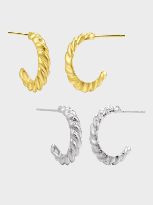 Croissant Half Hoops|18K Plated