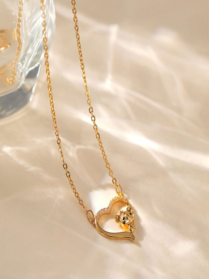 Hug Me Koala Heart Pendant | 18K Plated