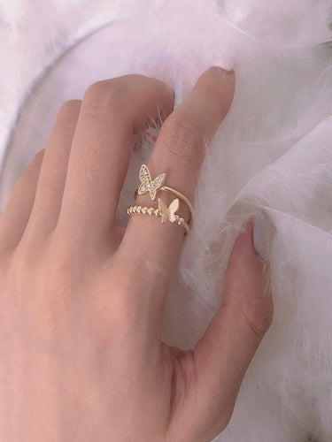 Butterfly Duo Adjustable Ring |14K Plated