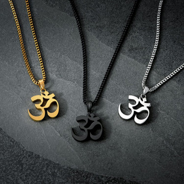Mens Om Pendant Necklace | 18K Plated