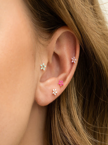 Spring Floral Enamel Studs | 18K Plated