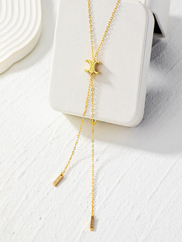 Double Crescent Lariat Necklace