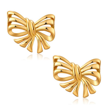 Ribbon Bow Studs | 18K Plated