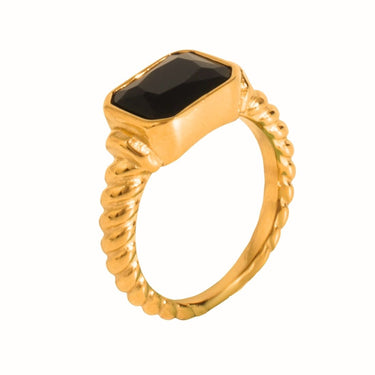Mens Mod Stone Ring | 18K Plated
