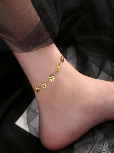Floral Bloom Charm Anklet | 18K Plated