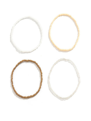 Golden Sands Beaded Anklets (Set of 4)