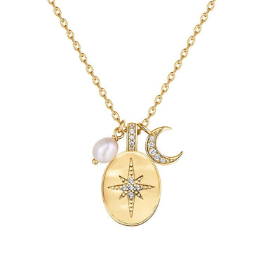 Celestial Charm Pendant Necklace and Earrings Set | 18K Plated