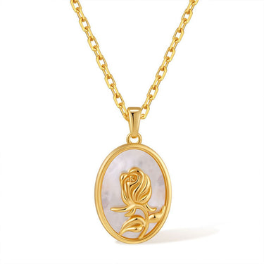 Vintage Rose Shell Pendant | 18K Plated