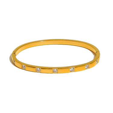 Lola Square Zircon Bangle | 18K Plated