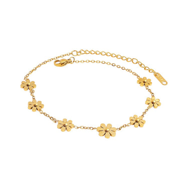Floral Bloom Charm Anklet | 18K Plated