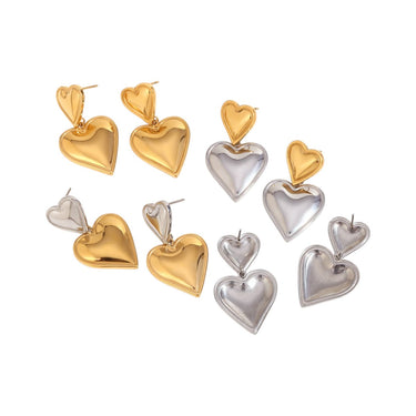 Two Tone Duo Heart Drop Stud (Set of 4) | 18K Plated