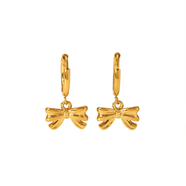 Bow Drop Huggies | 18K Plated