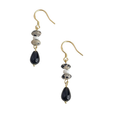 Spotted Charm Natural Stone Drops |Gold Plated