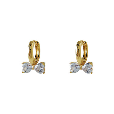 Sparkle Bow Huggies |14K Plated
