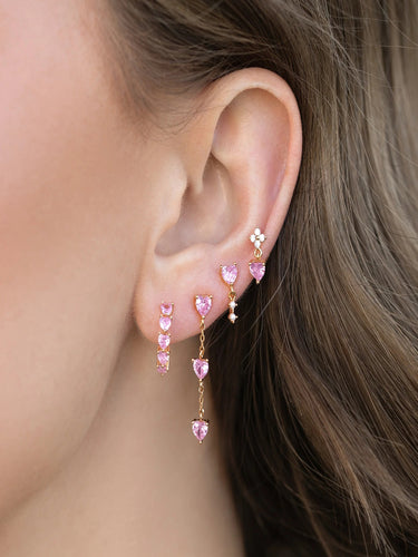 Rosé Romance Heart Earring Set | 18K Plated